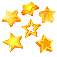 Set of star vector 3d icons isolated. Cartoon stars design