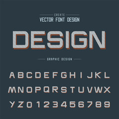 Font and alphabet vector, Line Design typeface letter and number, Graphic text on background