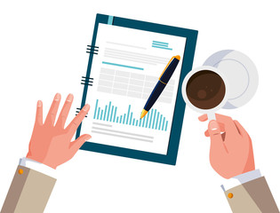 businessman hands working with supplies