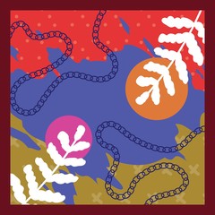 Obraz premium Abstract background for silk scarf with florals pattern