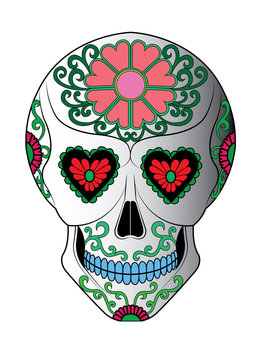 Art Sugar Skull Day of the dead. Hand drawing make graphic vector.