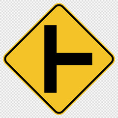 Fototapeta premium T-Junction Traffic Road Sign on transparent background