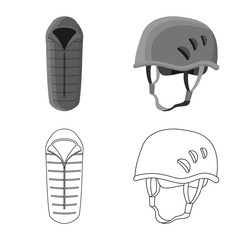 Isolated object of mountaineering and peak symbol. Set of mountaineering and camp stock vector illustration.