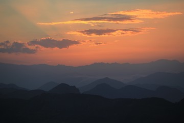 Green mountains in the fog. Seamless background. savsat/artvin/turkey