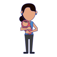 single mom with baby in arms blue lines