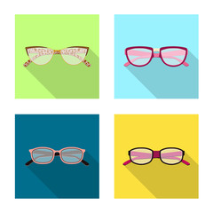 Vector design of glasses and frame icon. Collection of glasses and accessory stock symbol for web.