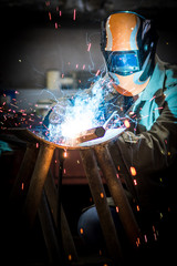 industrial worker welding