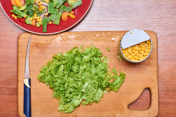 Fresh lettuce leaves for vegetable salad