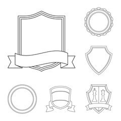 Vector illustration of emblem and badge symbol. Set of emblem and sticker stock symbol for web.