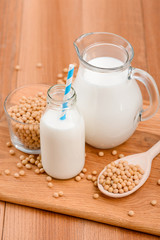Homemade soy milk and beans