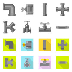 Vector illustration of pipe and tube symbol. Set of pipe and pipeline vector icon for stock.