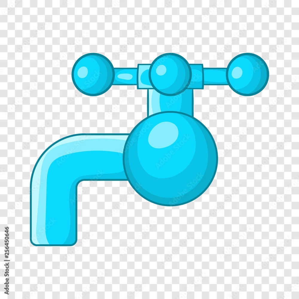Poster water tap with knob icon in cartoon style on a background for any web design