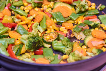 A mixture of frozen different vegetables