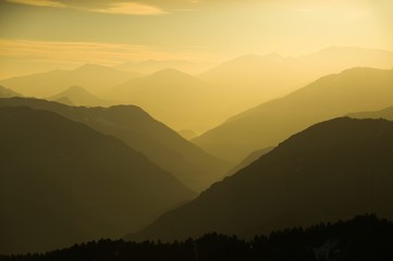 Green mountains in the fog. Seamless background. savsat/artvin/turkey