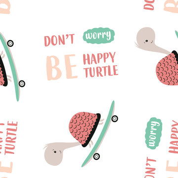 seamless scandinavian pattern with turtle