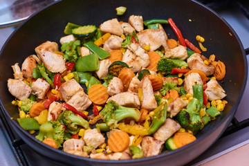 A mixture of frozen different vegetables