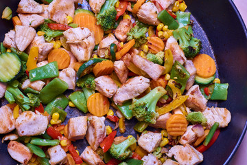 A mixture of frozen different vegetables