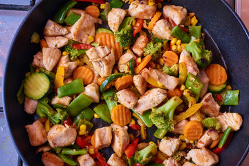 A mixture of frozen different vegetables