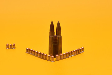 An arsenal of various bullet ammunition