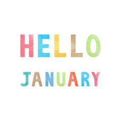 Hello January with colorful watercolor