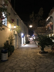 traditional evening street of the Greek island