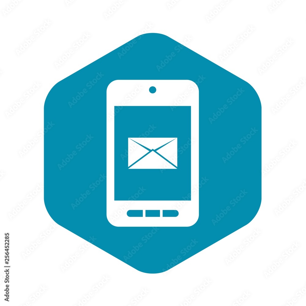 Poster smartphone with email symbol on the screen icon in simple style isolated vector illustration