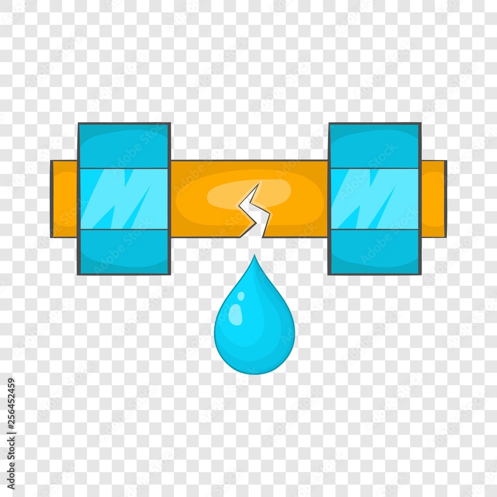 Poster dripping water pipe icon in cartoon style on a background for any web design