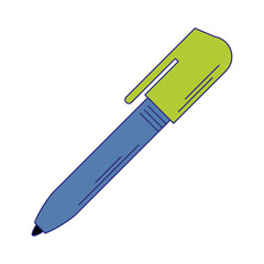 Pen office utensil isolated blue lines