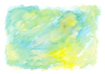 Vector watercolor aquarelle background blue and yellow