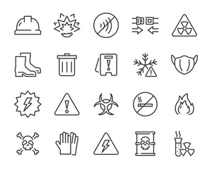 set of warning icons, such as poison, danger, protect, secure