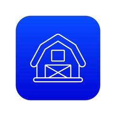 Horse barn icon blue vector isolated on white background