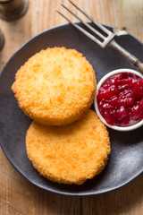 Fried camembert with cranberry sauce 