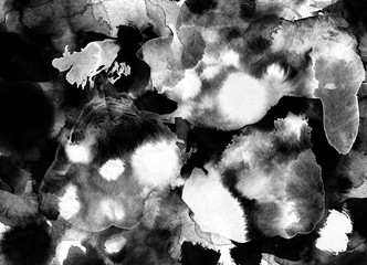 Blots and water spots abstract watercolor or ink painting on grunge paper texture.