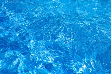 water ripples in swimming pool, blue background