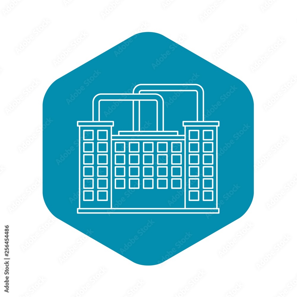 Poster factory building icon. outline illustration of factory building vector icon for web