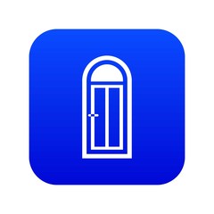 Arched wooden door with glass icon digital blue for any design isolated on white vector illustration