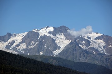 Mountain hut in the winter snow covered landascape.savsat/artvin/turkey