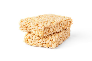 Puffed rice isolated on white background. 