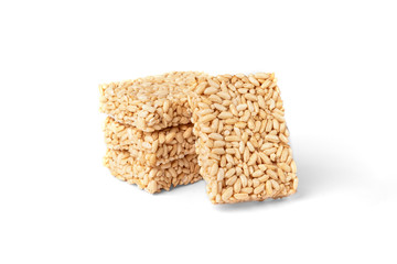 Puffed rice isolated on white background. 