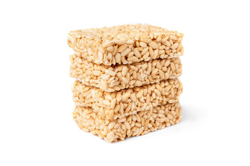 Puffed rice isolated on white background. 