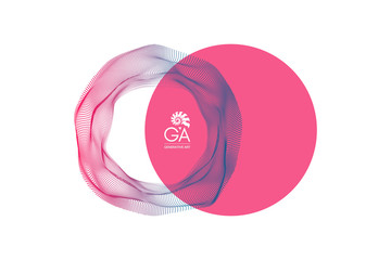 Wireframe object with lines and dots. Abstract 3d connection structure. Geometric shape for design. Lattice element, emblem and icon. Molecular grid. Technology style.