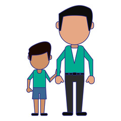 Family avatar faceless cartoon blue lines