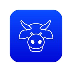 Cow head icon blue vector isolated on white background