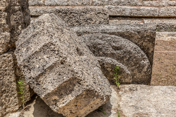 Ruins of part of the famous greek architecture in the Acropolis