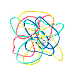 colorful rubber bands on white background