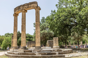 Greece Olympia, ancient ruins of the important Philippeion in Olympia, birthplace of the olympic...