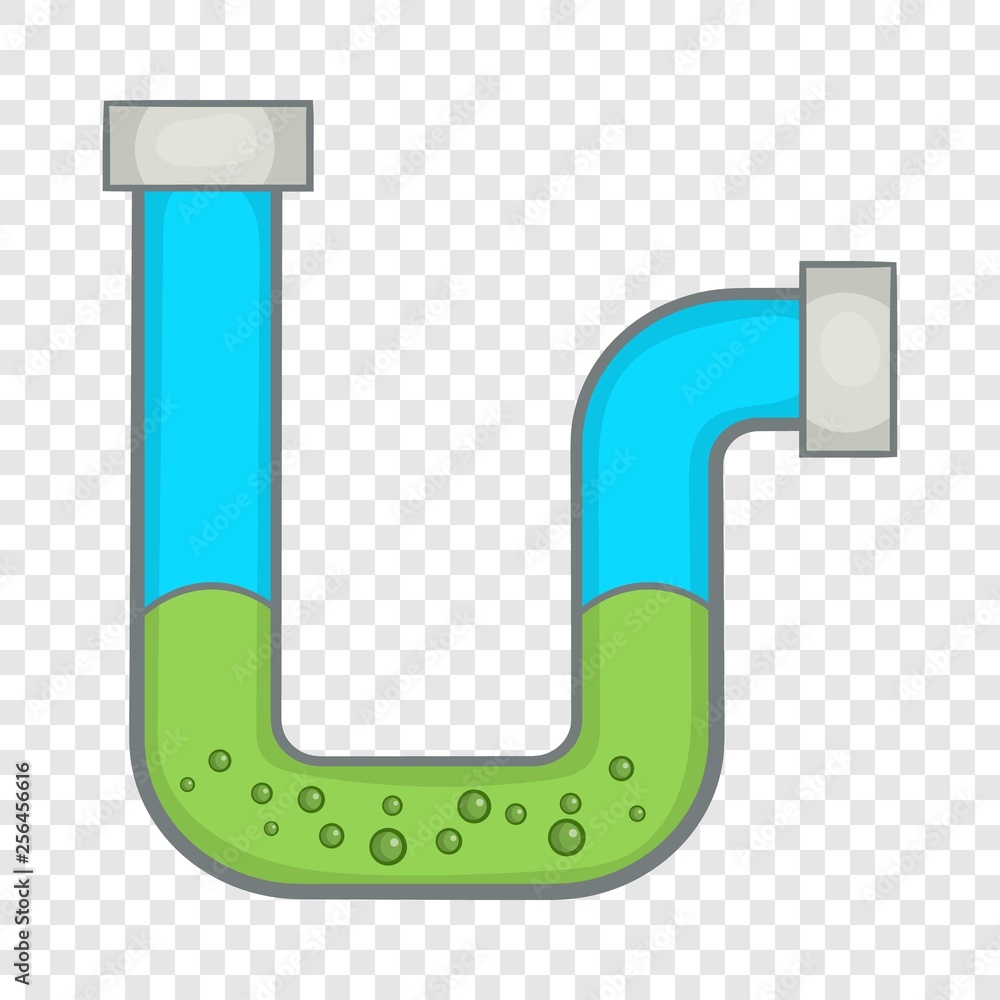 Poster clog in the pipe icon in cartoon style on a background for any web design