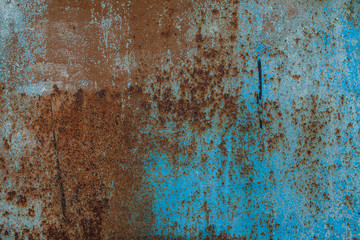 The material floor is rusty old blue steel. 