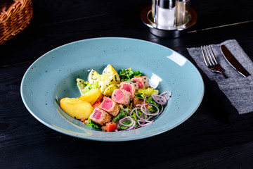 fresh salad with steak meat