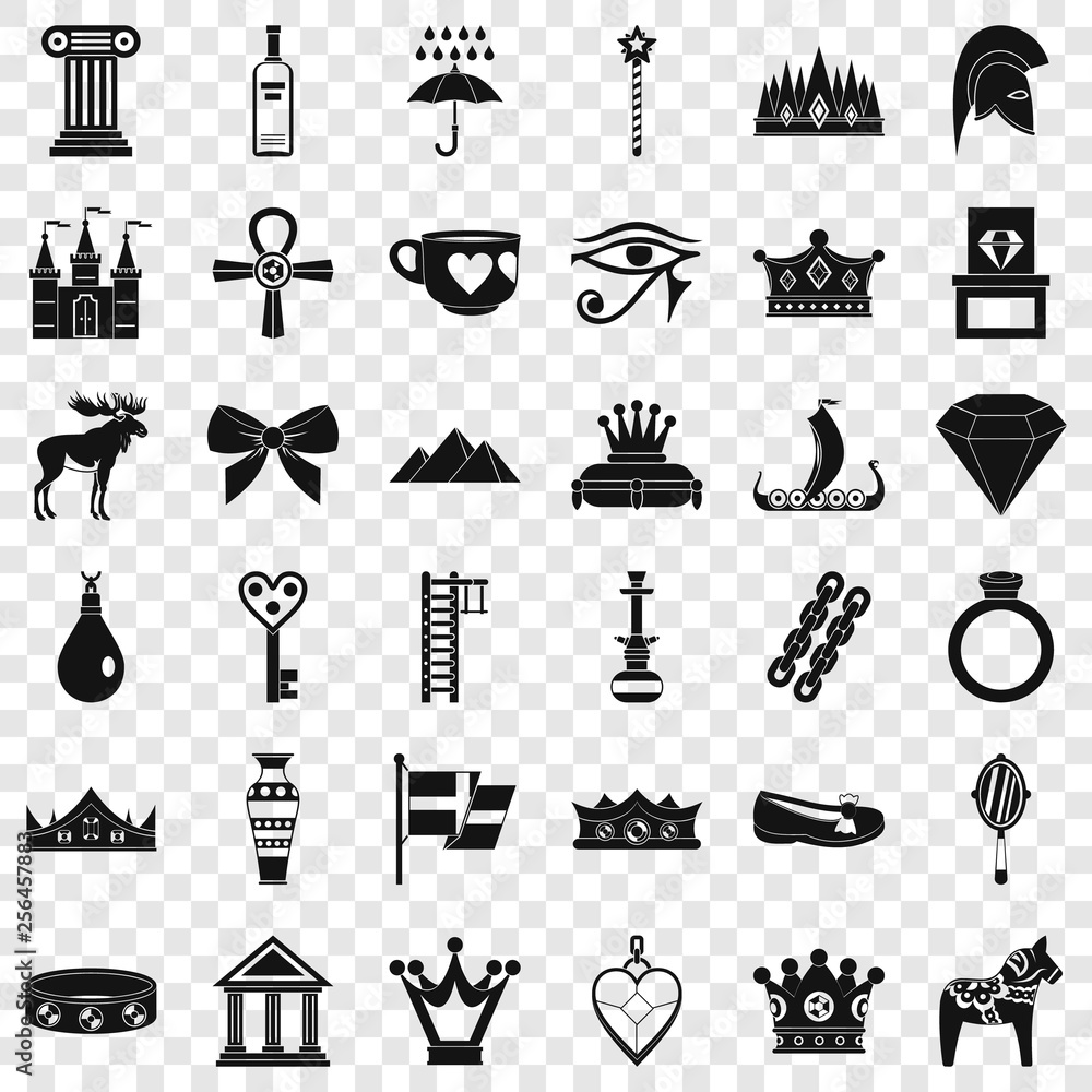 Poster crown icons set. simple style of 36 crown vector icons for web for any design
